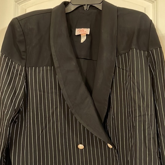 ⏳♻️Lady Carol of New York Black & White Pinstripe Button Blazer Plus size 18 - Picture 7 of 17